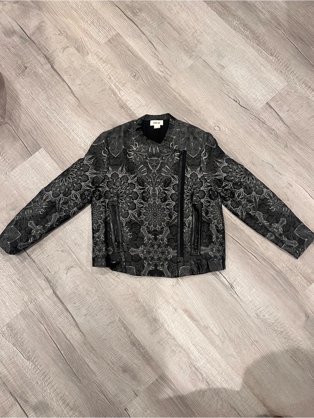 Helmut Lang Black Floral Jacquard Bomber Jacket